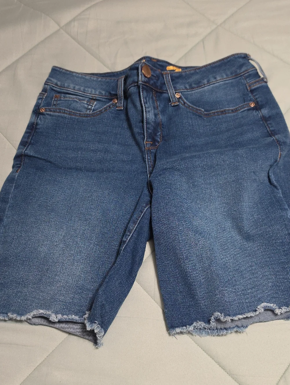 Seven7 Dark Blue Denim Bermuda Shorts - Picture 1 of 5